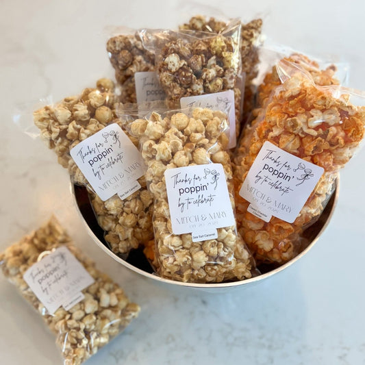 Clear Party Favor Popcorn Bag. Wedding party favor at whitehousepopcorn.com