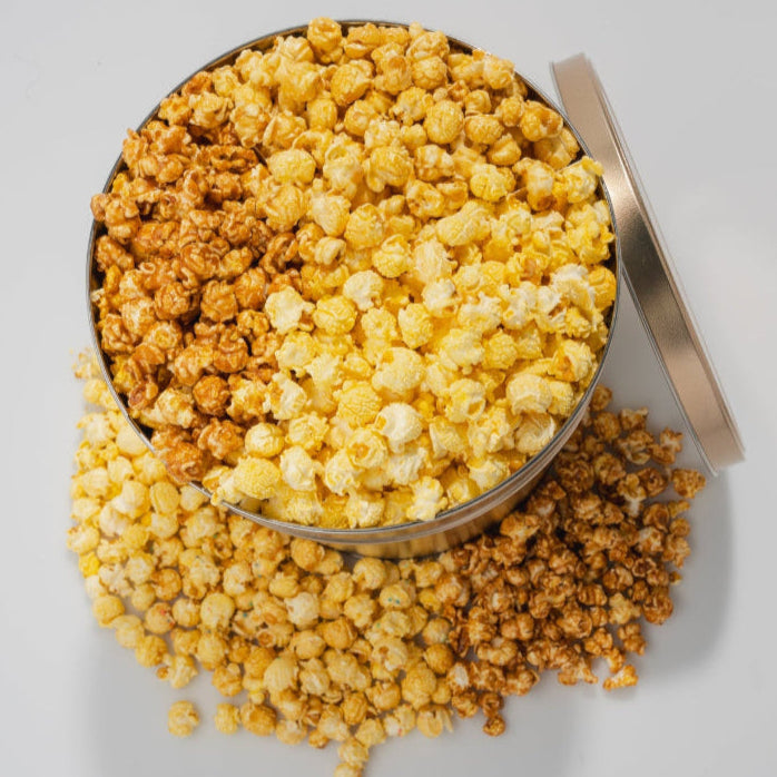 Metallic Gold 3.5 Gallon Popcorn Tin at Whitehousepopcorn.com